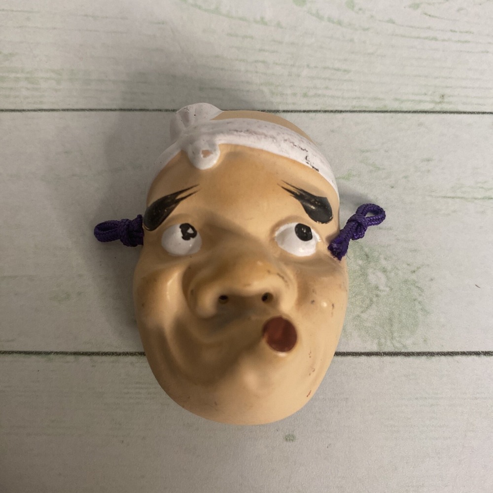 Japanese Noh Mask KABUKI Hyottoko Man Home Decoration Wall Decor 2 Inch Mini